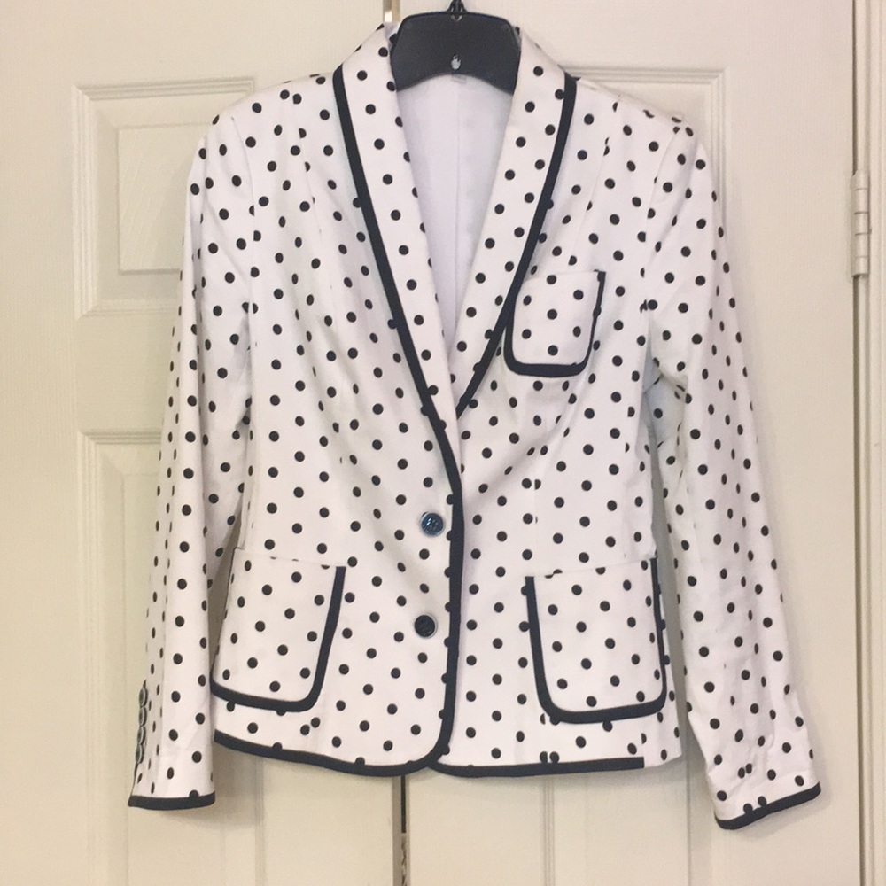 Express Polka Dot White Suiting Jacket Size 4